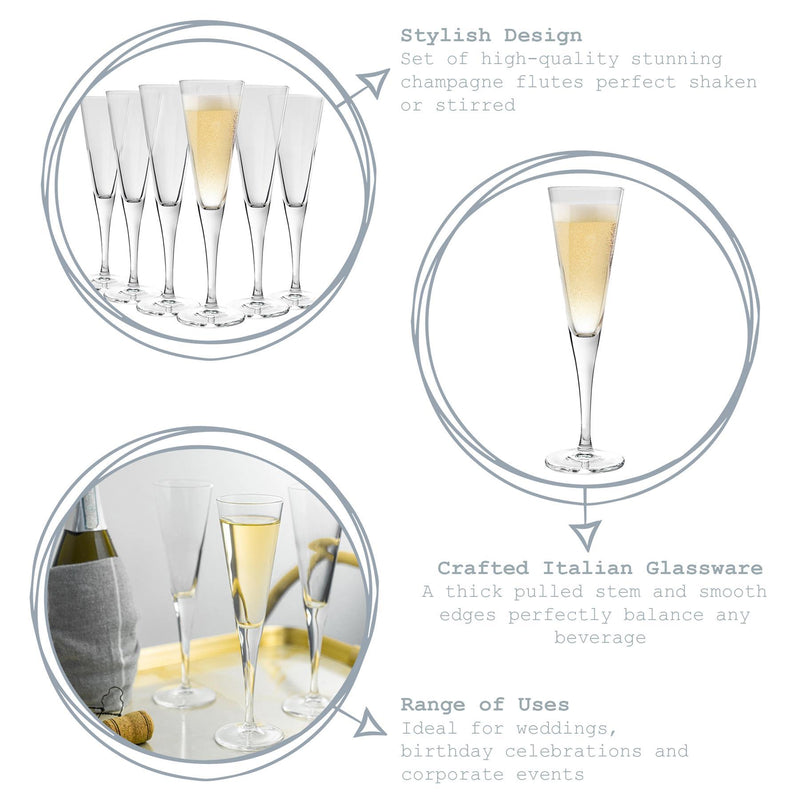 160ml Ypsilon Champagne Flutes - Pack of Six
