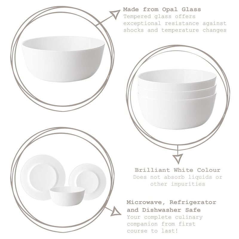 23cm White Toledo Glass Serving Bowl