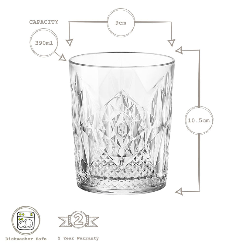 390ml Bartender Stone Whisky Glasses - Pack of Four