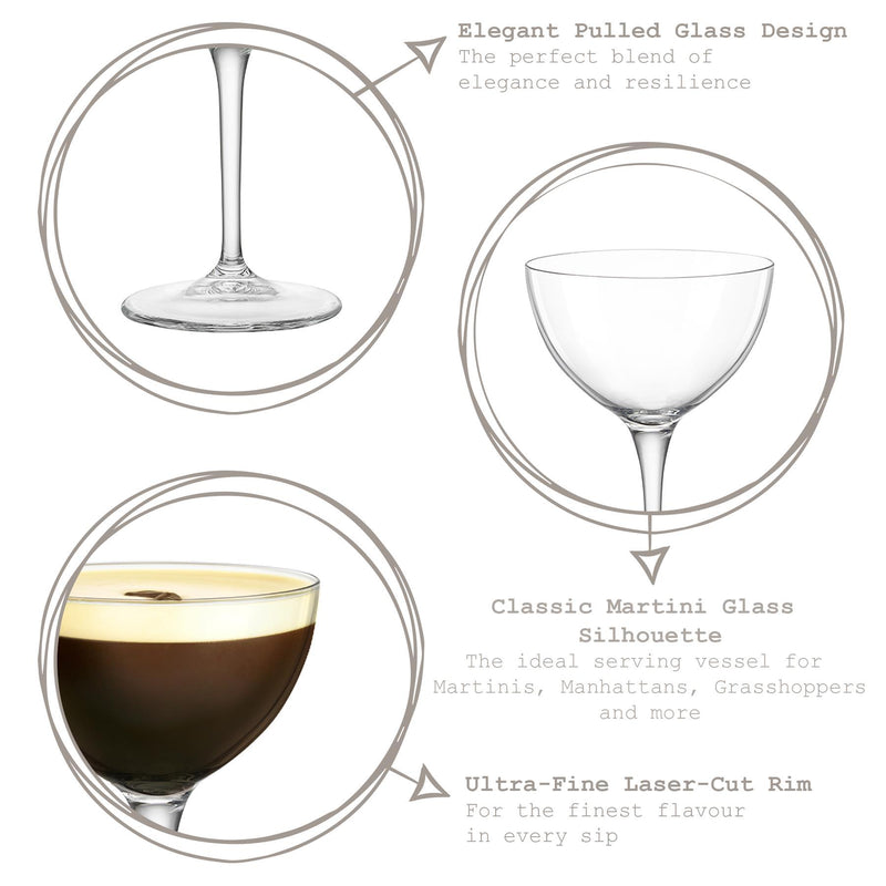 235ml Bartender Novecento Martini Glasses - Pack of Six