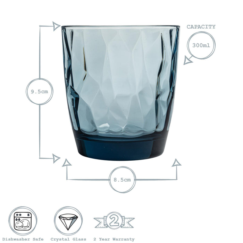 300ml Diamond Whisky Glasses - Pack of Six