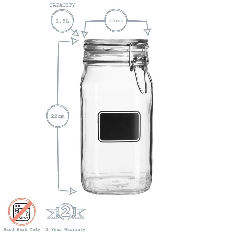 1.5L Lavagna Glass Storage Jar with Chalkboard Label