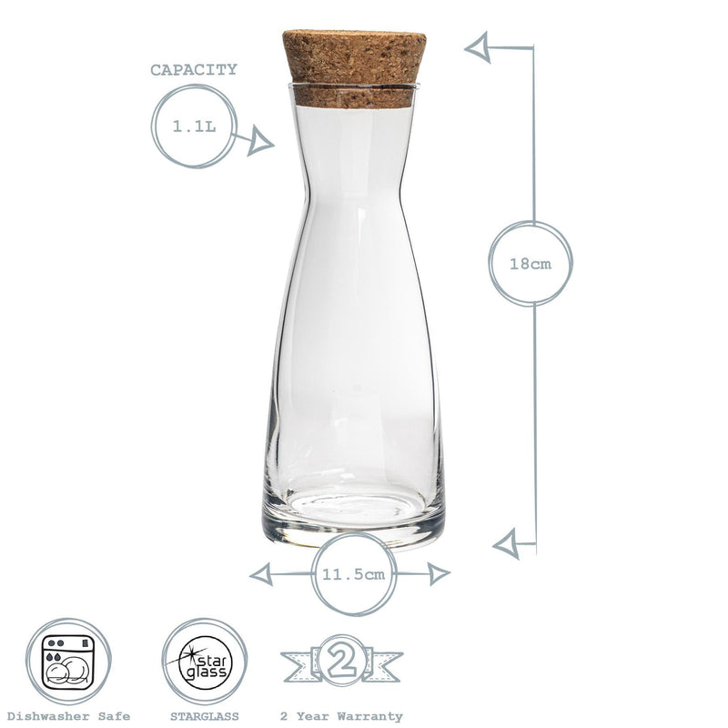 1.1L Ypsilon Glass Carafe with Cork Lid