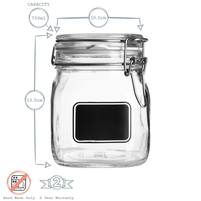 750ml Lavagna Glass Storage Jar with Chalkboard Label