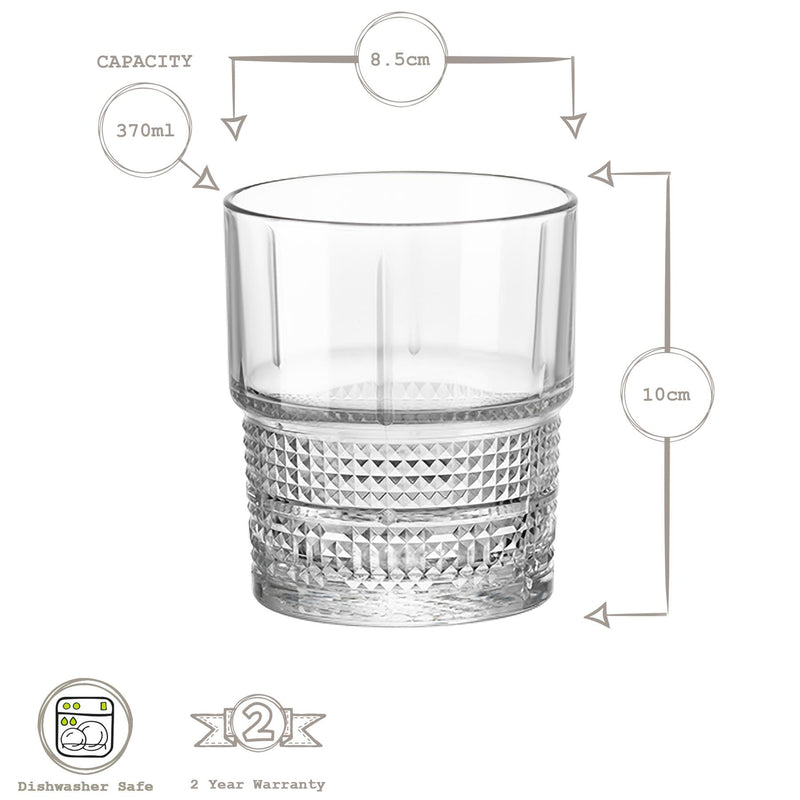 370ml Bartender Novecento Whisky Glasses - Pack of Six