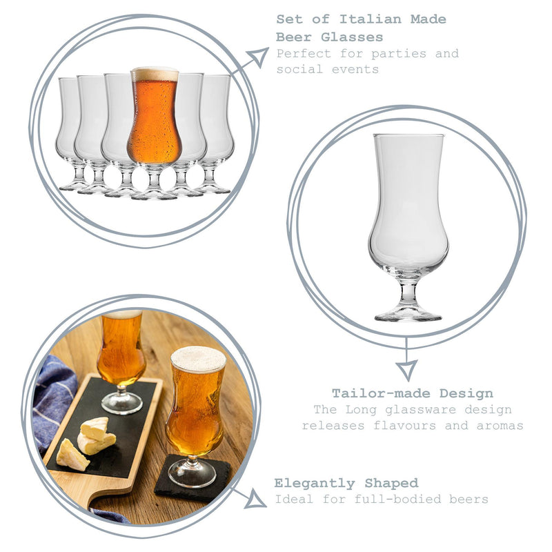 500ml Hurricane Beer Glasses - Pack of Six