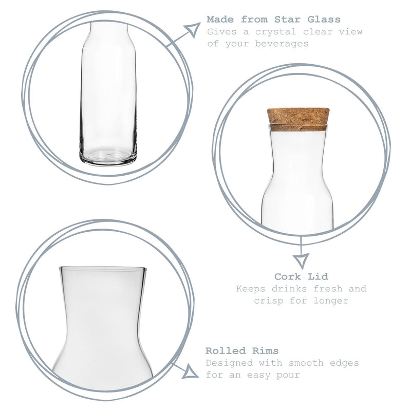 1.2L Aquaria Glass Carafe with Cork Lid