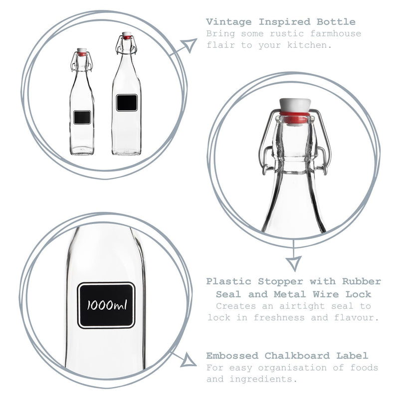 500ml Lavagna Glass Swing Bottle with Chalkboard Label