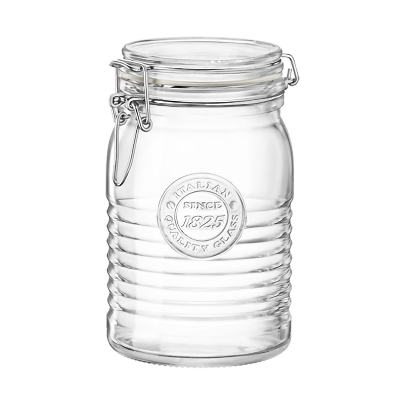 Bormioli Rocco Officina 1825 Glass Storage Jar with Airtight Clip Lid - 1 Litre - 1 Litre