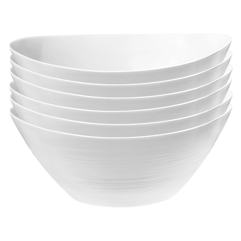 White 25cm Prometeo Oval Glass Salad Bowls - Pack of 6