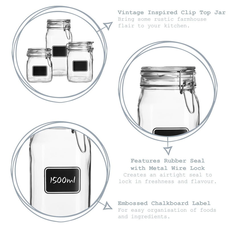 1L Lavagna Glass Storage Jar with Chalkboard Label