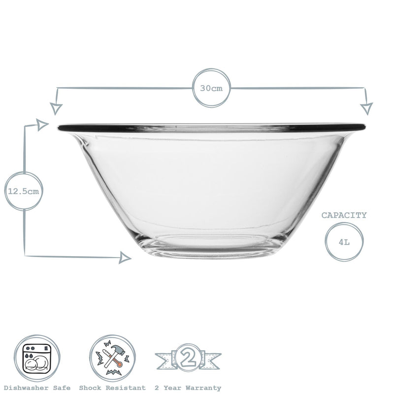 4L Clear Mr Chef Glass Nesting Mixing Bowl