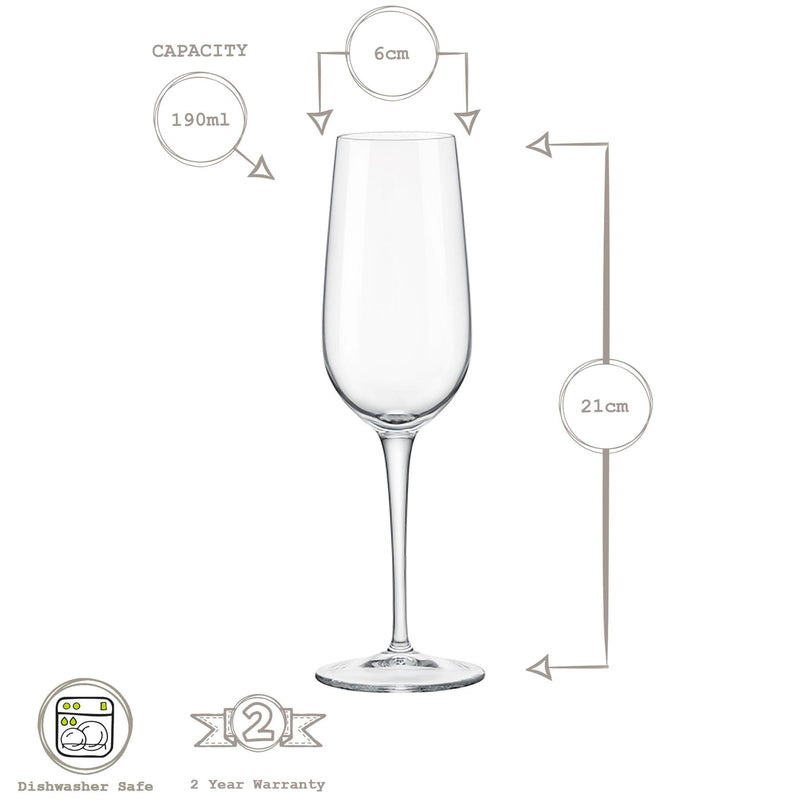 190ml Spazio Champagne Flutes - Pack of Six