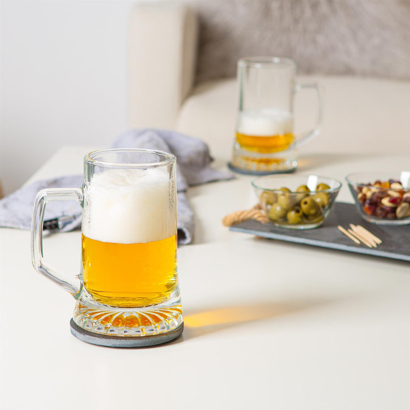 510ml Stern Tankard Glass Beer Mugs - Pack of Two