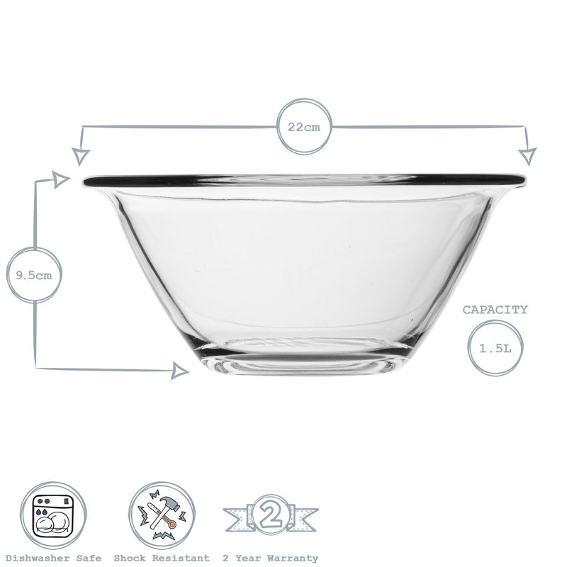1.5L Clear Mr Chef Glass Nesting Mixing Bowl