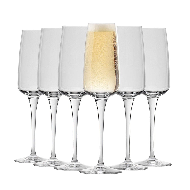 Bormioli Rocco Aurum Glass Champagne Flutes Set - 230ml - Pack of 6