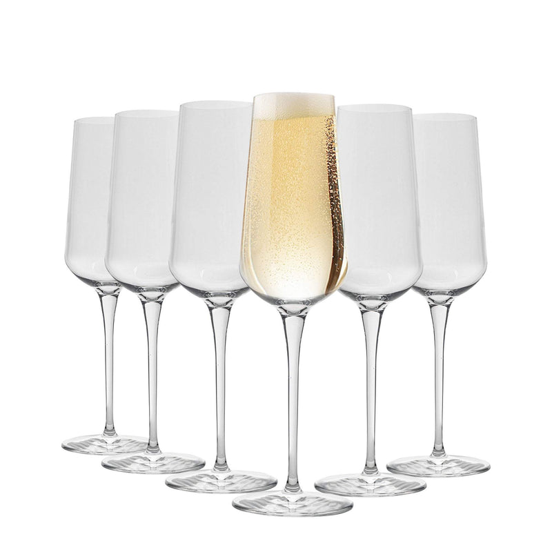 Bormioli Rocco Inalto Uno Glass Champagne Flutes - 285ml - Pack of 6