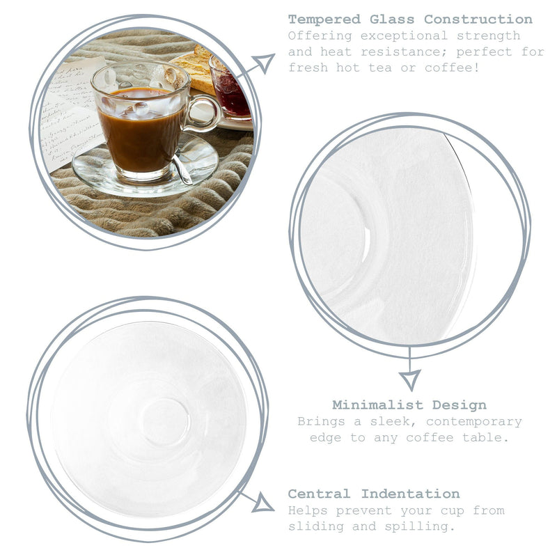 14cm Bar Glass Cappuccino Saucers - Pack of Six