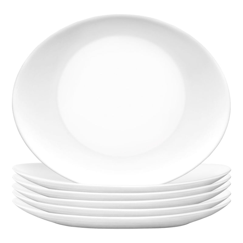 White 32cm Prometeo Oval Glass Steak Plates - Pack of 6