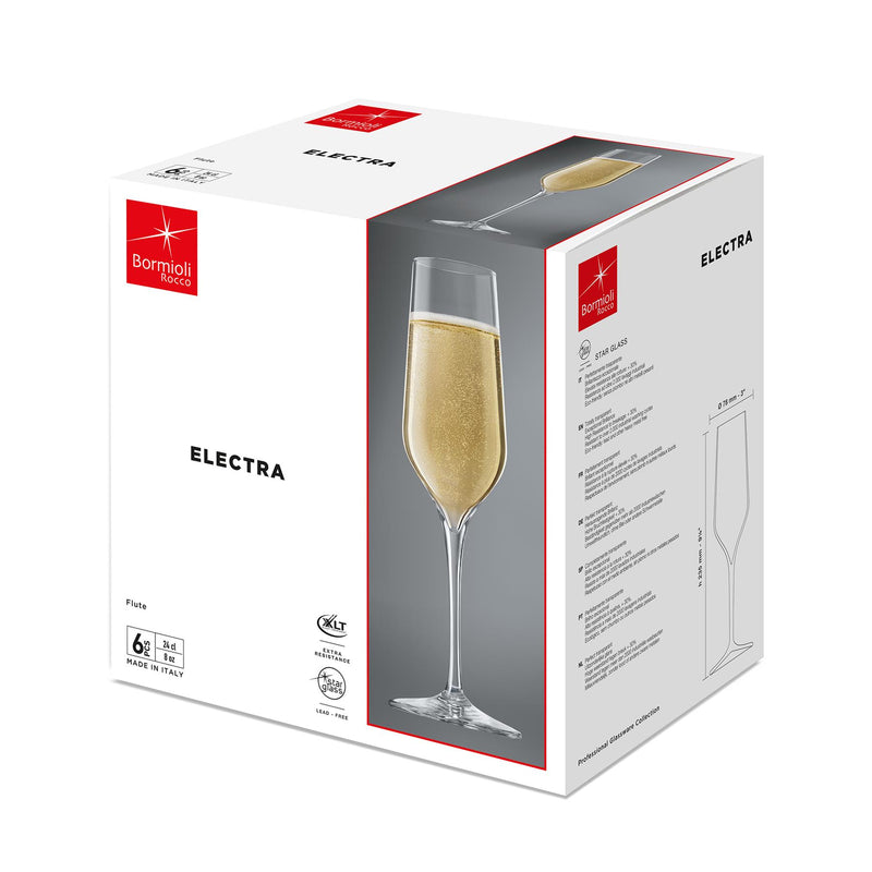 230ml Electra Glass Champagne Flutes - Pack of Six