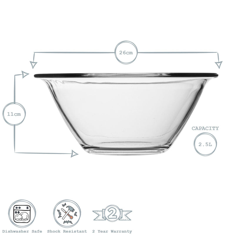 2.5L Clear Mr Chef Glass Nesting Mixing Bowl