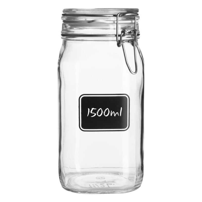 Bormioli Rocco Lavagna Glass Storage Jar with Chalkboard Label - 1.5L