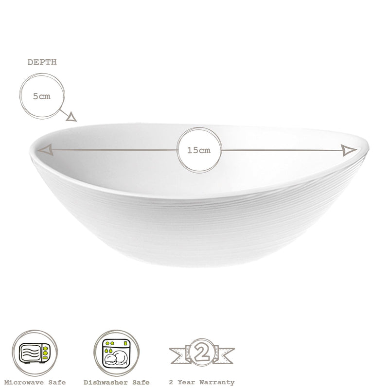 15cm White Prometeo Glass Cereal Bowls - Pack of Six